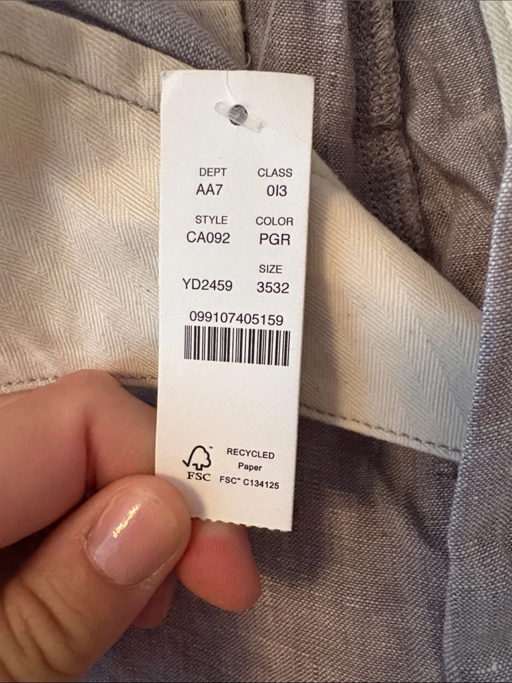 J. Crew Light Gray Linen-Blend Men's Chinos